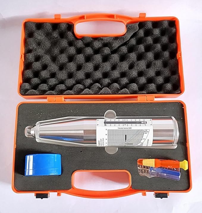 Concrete Rebound Hammer - NDT Resiliometer Scihmidt Hammer for Testing Concrete Strength (10-60Mpa Range) | Accurate Concrete Hardness & Durability Testing with 6 months warranty